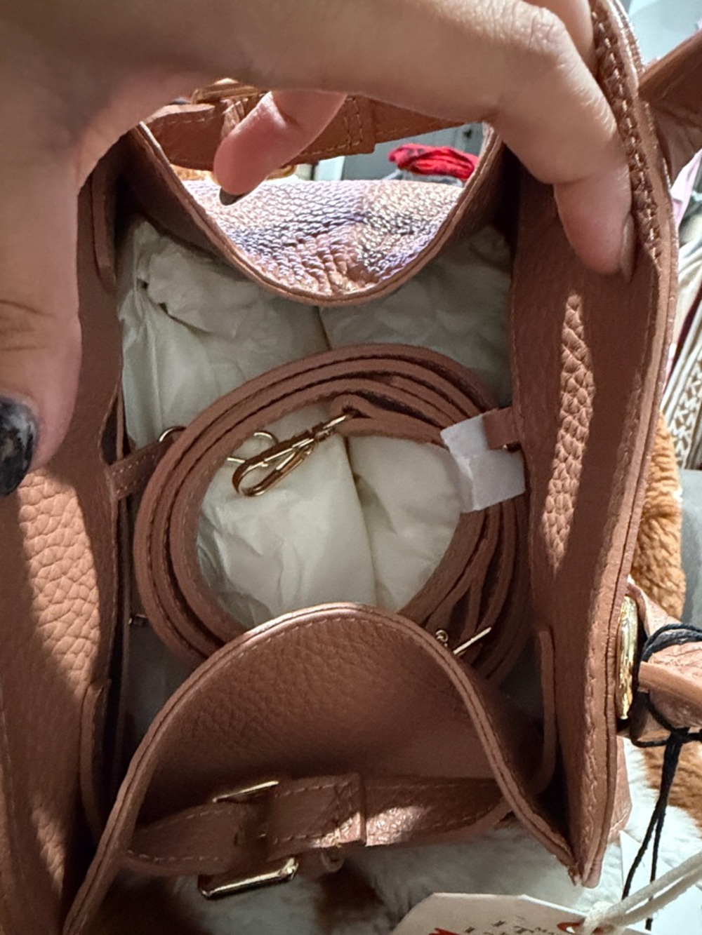 Divina Firenze Blush Pink Pebbled Leather Satchel - Picture 4 of 4